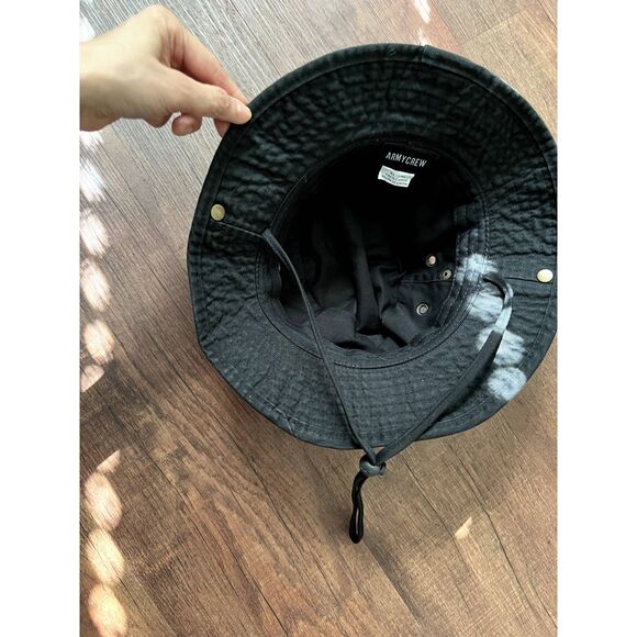 Black bucket hat, hunting hat, sun protection hat, Size XL, with adjustable cord - Picture 6 of 11